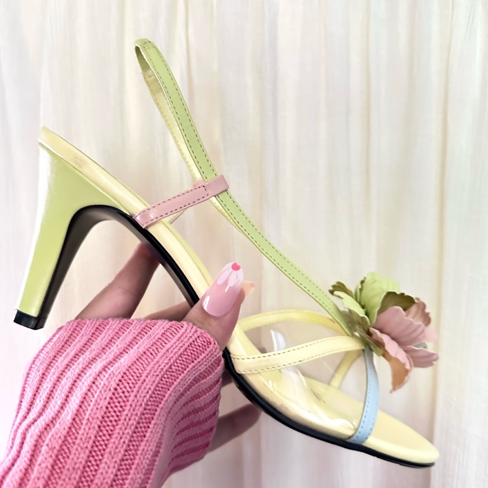 Vintage Pastel Floral Wedding Heels - Picture 5 of 14